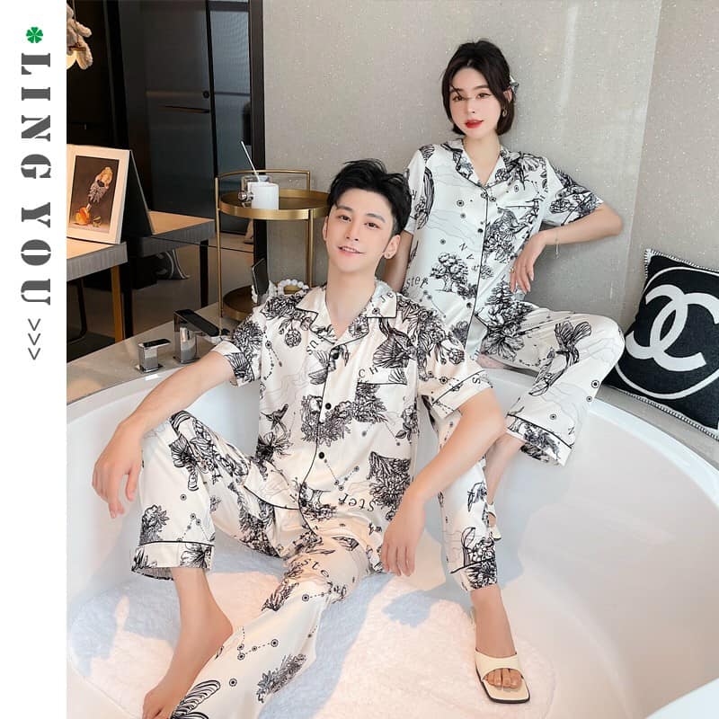2H6359 - Bộ pyjama đôi nam nữ chất lụa hàng nhập - giá 1.080k