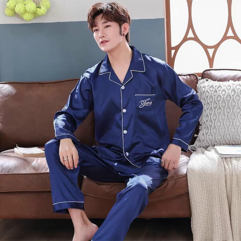 NG16180 - Bộ pyjama nam dài tay chất lụa hàng nhập - giá 320k