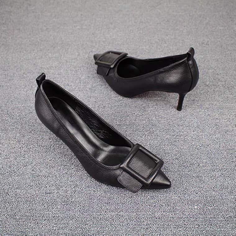 G01381 - Giày bít nữ da mềm gót nhọn cao 5cm và 7cm hàng nhập - giá 1.050k