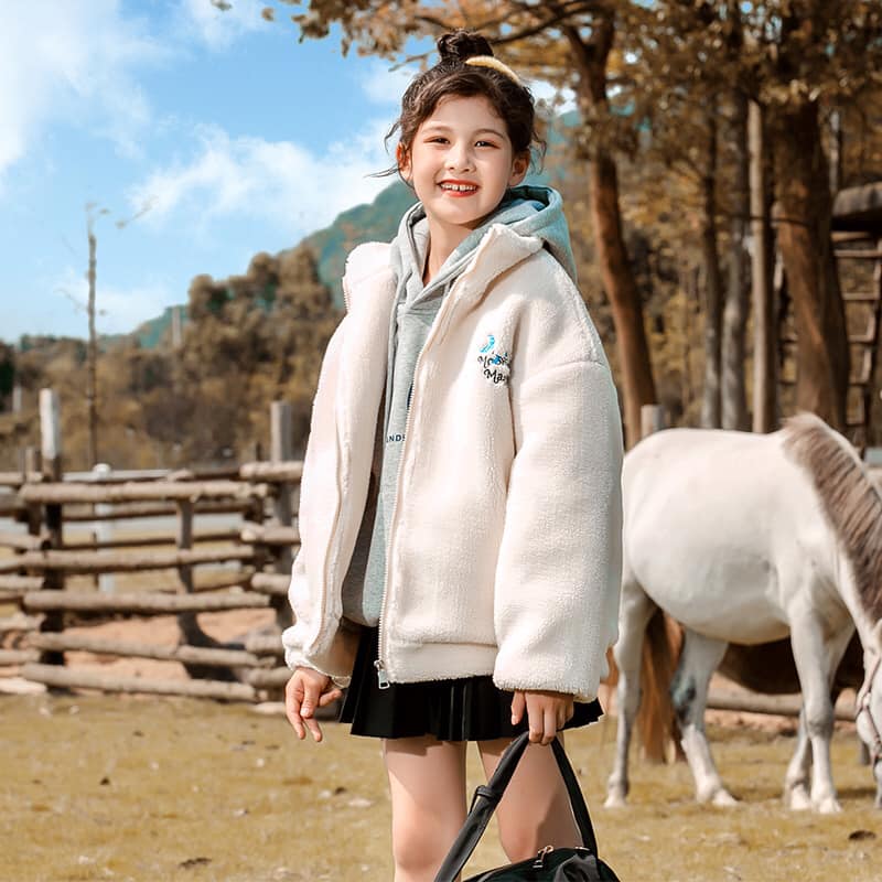 BG5201 - Áo khoác lông cừu bé gái mùa đông hàng nhập - giá 590k