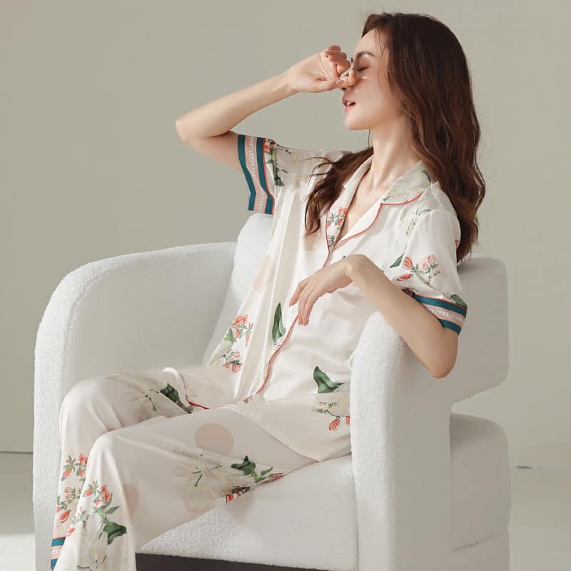 NF8275 - Bộ pyjama nữ ngắn tay chất lụa hàng nhập - giá 650k