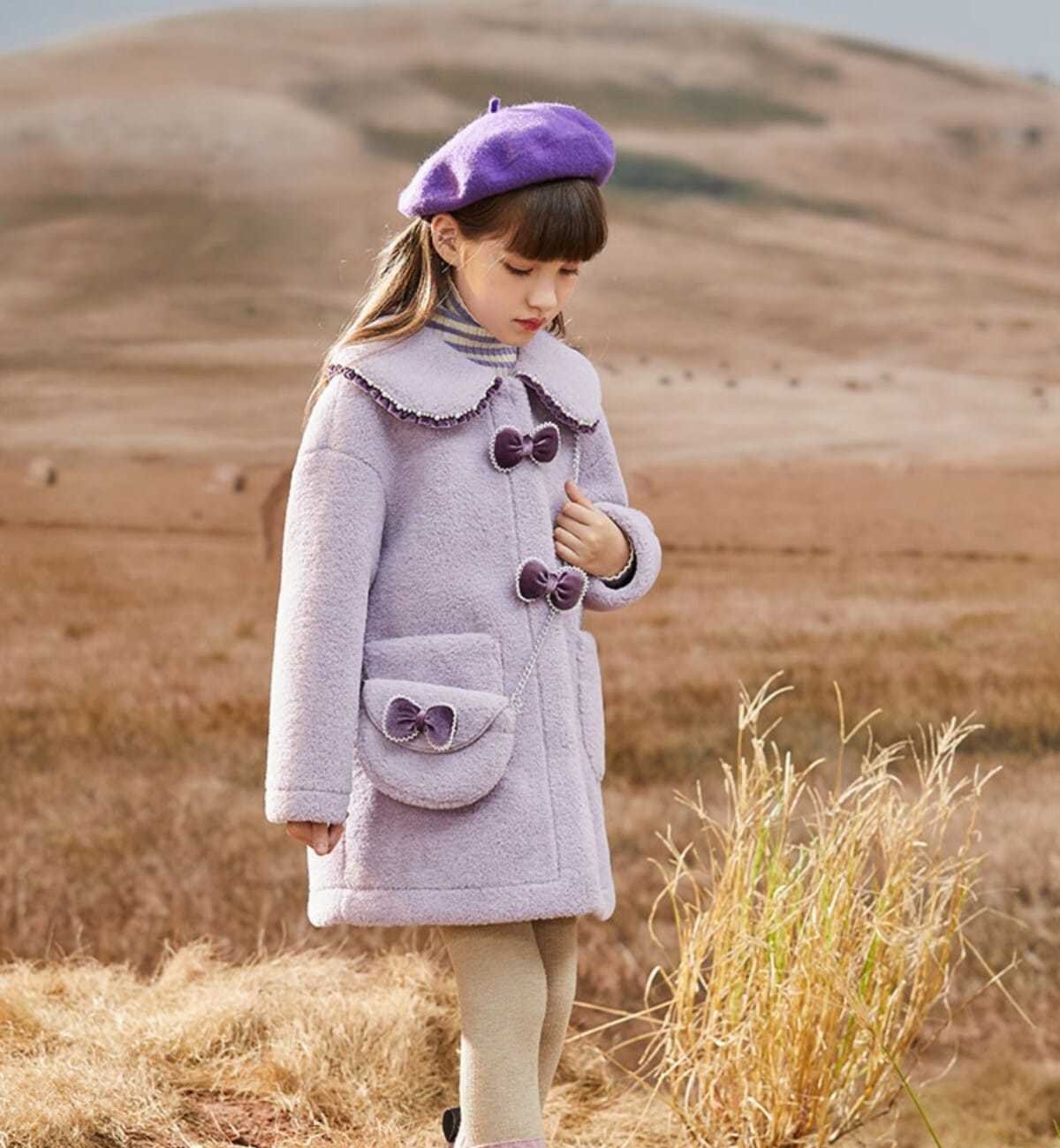 KA07729 - Áo khoác lông cừu bé gái mùa đông  - giá 630k