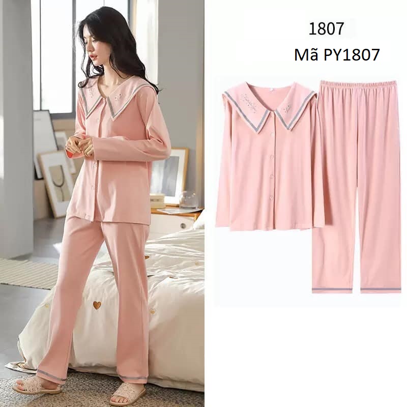 PY1807 - Bộ pyjama nữ dài tay cotton mùa thu hàng nhập - giá 560k