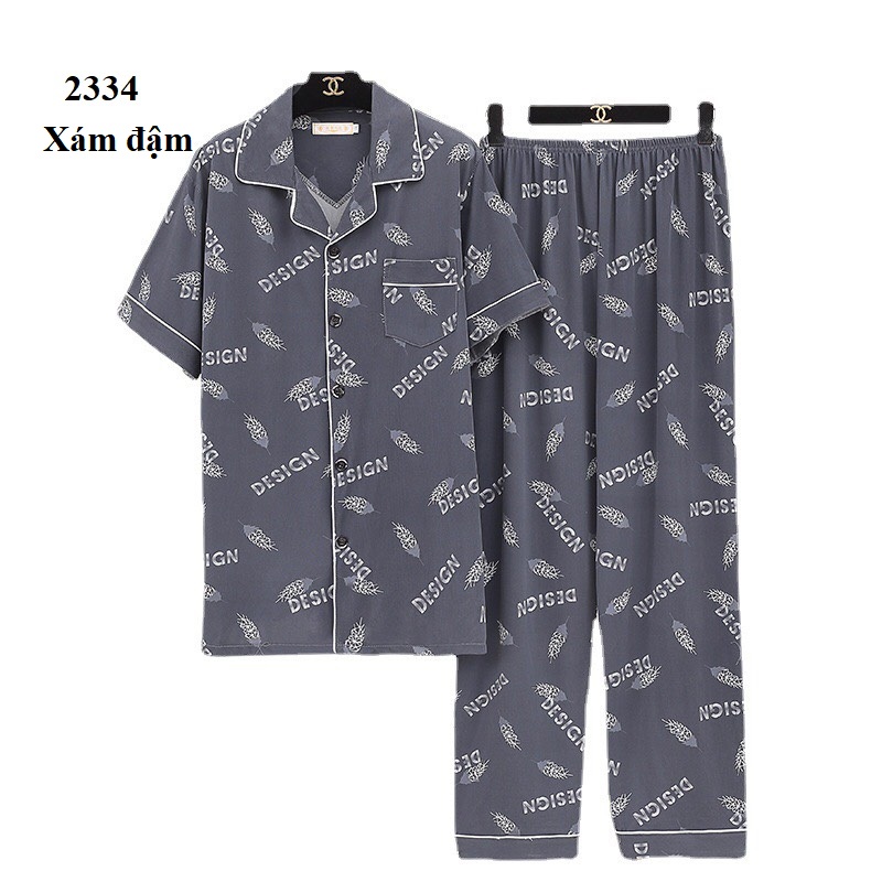 NG2333 Pyjama nam xuân hè ngắn tay lụa hàng nhập