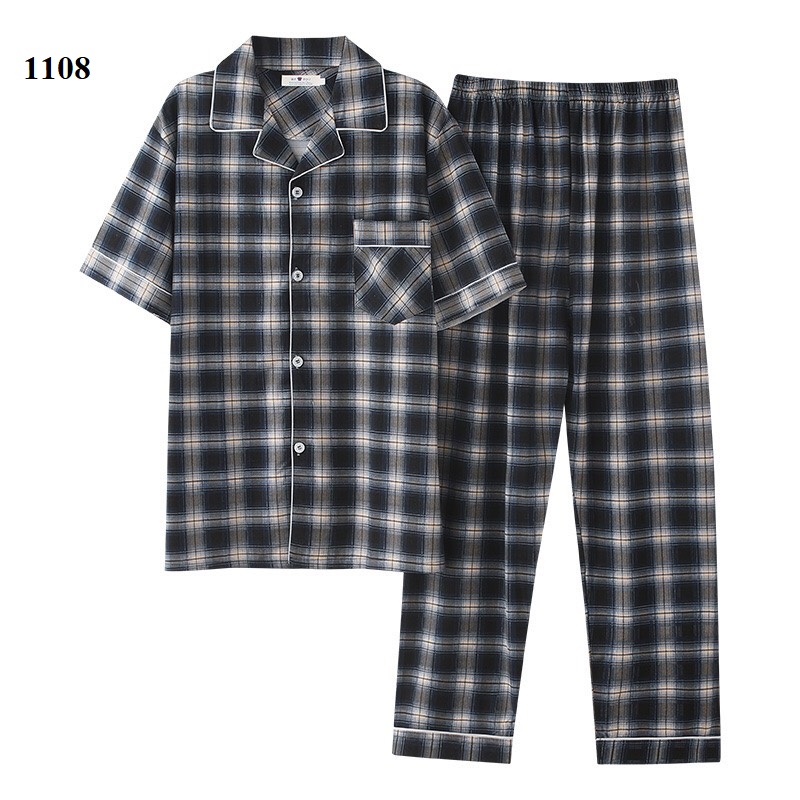 NG1108 Pyjama nam xuân hè ngắn tay chất cotton hàng nhập