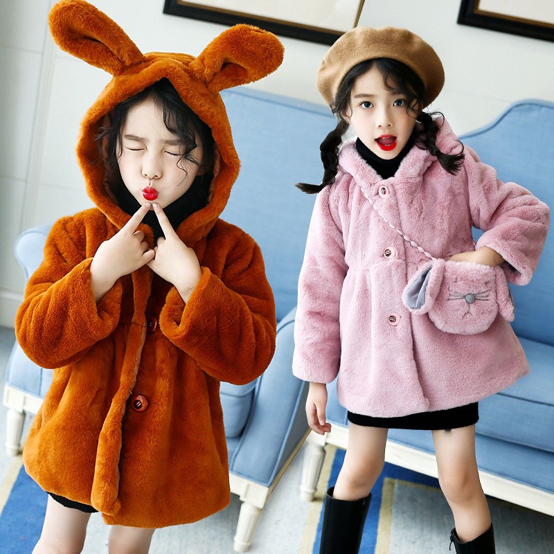 AT81346 Áo khoác lông dày bé gái mặc mùa đông hàng nhập- Thời Trang Dương