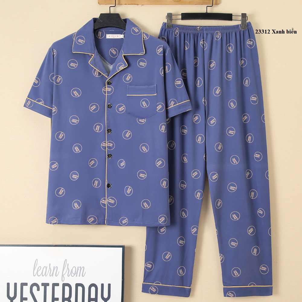 NG2331 [ Giảm 10%] Bộ Pyjama nam cho Bố ngắn tay chất vải cotton thun mềm mại thoải mái cao cấp hàng nhập