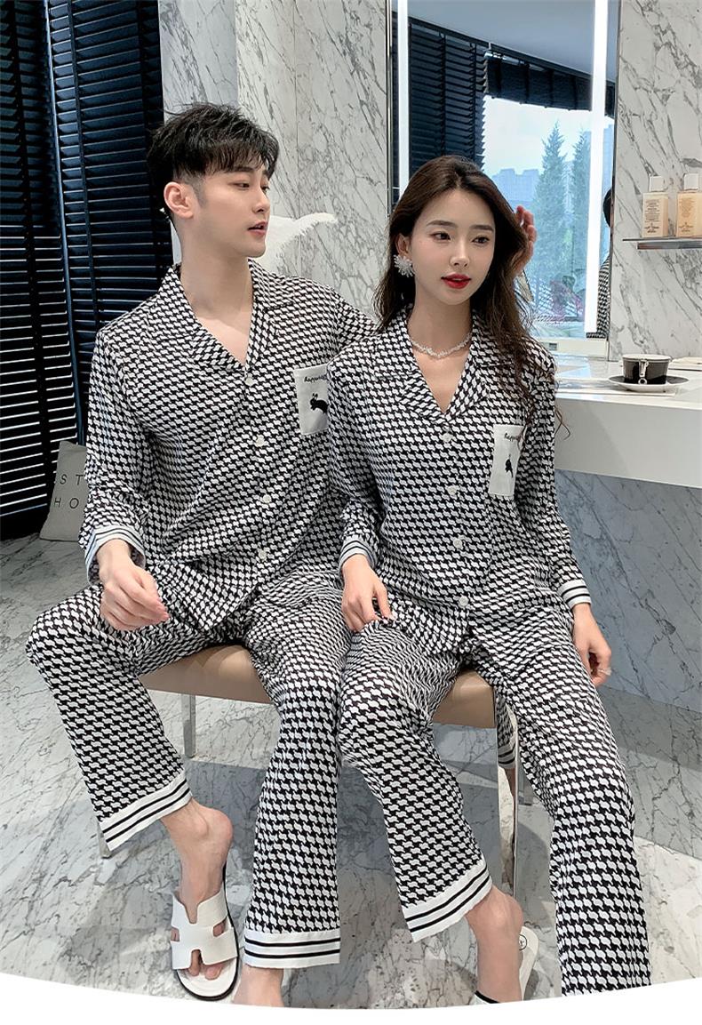 G3600D Bộ pyjama dài tay đôi nam/ nữ vải lụa mùa thu cao cấp hàng nhập