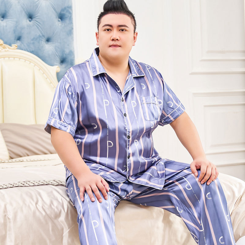HY3170 Bộ pyjama nam ngắn tay quần dài mặc nhà vải lụa cho người mập big size hàng nhập