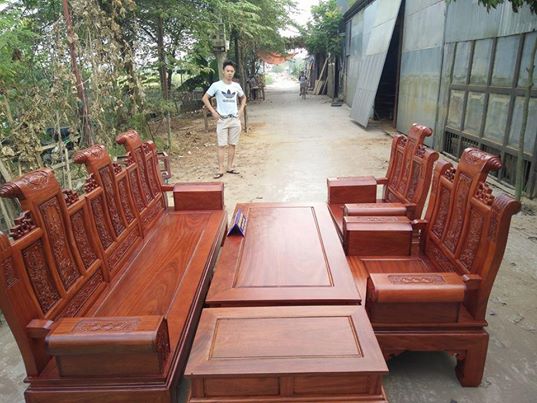 Bộ bàn ghế Âu Á Hộp Cuốn Thư gỗ lim