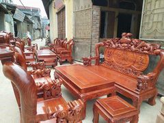 Bộ bàn ghế Nghê Đỉnh gỗ hương đá