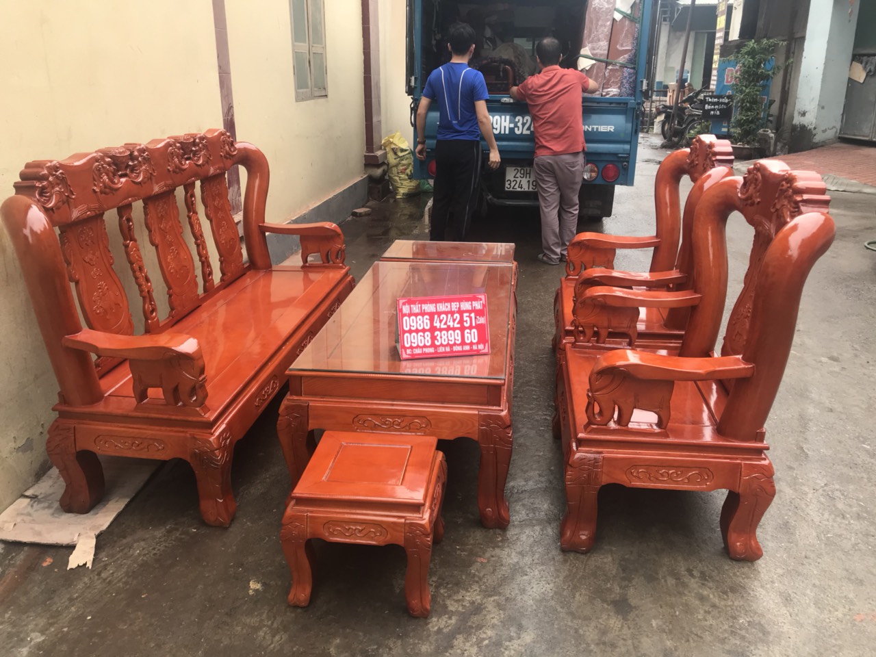 Bộ bàn ghế Minh Quốc Voi gỗ sồi
