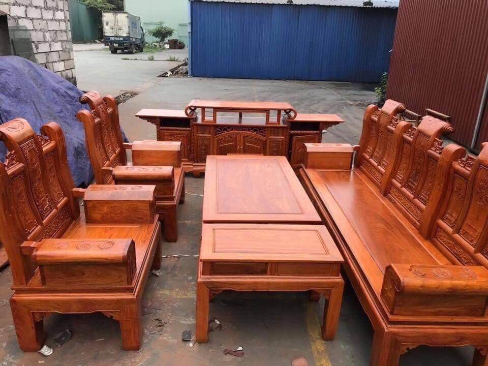 Bộ bàn ghế Âu Á Hộp Cuốn Thư gỗ hương đá