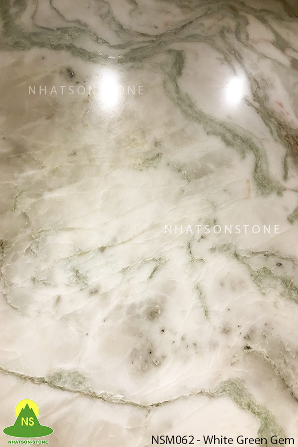 Đá Tự Nhiên Marble NSM062 - White Green Gem