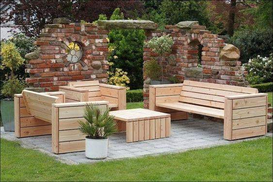 Bàn ghế gỗ sofa gỗ sân vườn