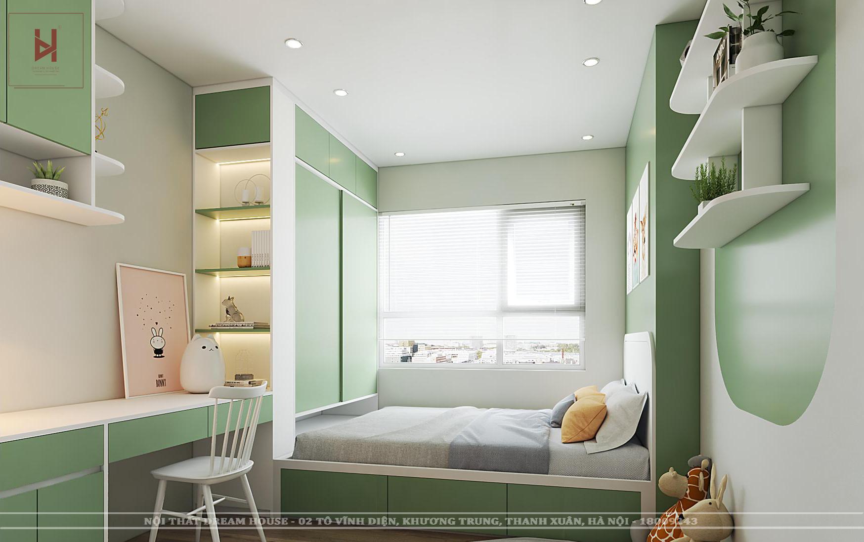 Thiết kế phòng ngủ màu xanh lá cây hiện đại cho bé sẽ giúp trẻ năng động và sáng tạo hơn. Trong khi tạo ra một môi trường thân thiện với môi trường cho con trở nên tốt hơn thì phòng sẽ tràn đầy năng lượng và cảm giác tươi mới. Xem hình ảnh để tìm hiểu thêm về thiết kế phòng ngủ cho bé độc đáo và hiện đại.