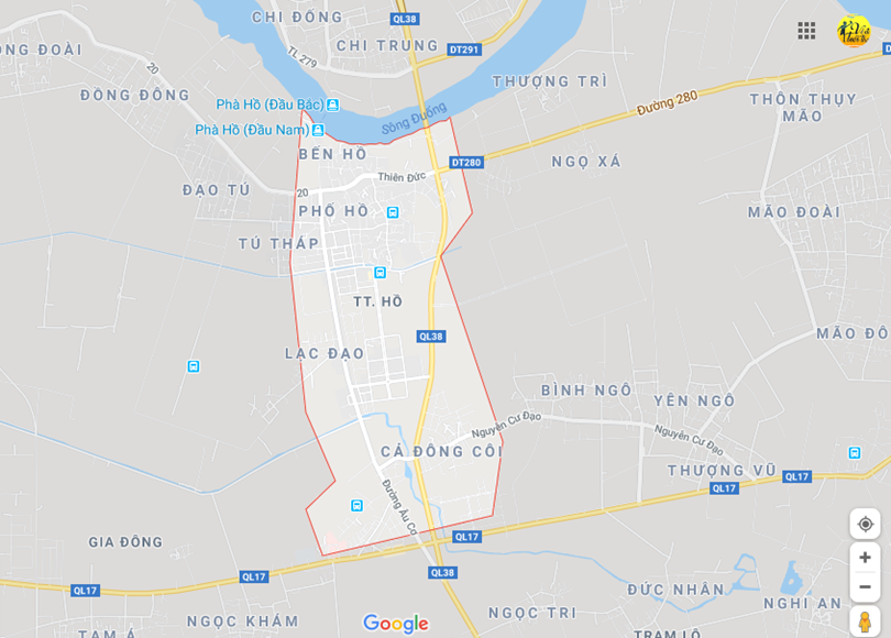 Hình ảnh vị trí địa lý tại thị trấn Hồ, Thuận thành, Bắc ninh