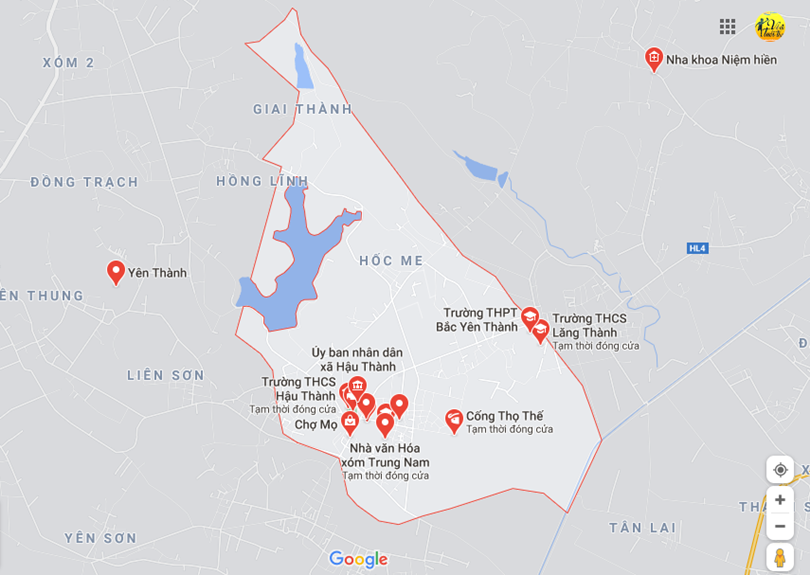 Hình ảnh vị trí địa lý tại Hậu thành, Yên thành, Nghệ an
