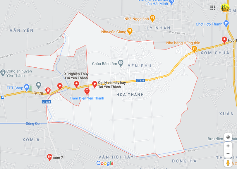 Hình ảnh vị trí địa lý tại Hoa thành, Yên thành, Nghệ an