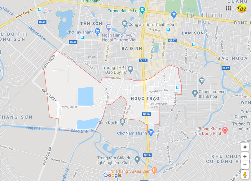 Hình ảnh vị trí địa lý tại Ngọc trạo, thành phố Thanh hóa, Thanh hóa