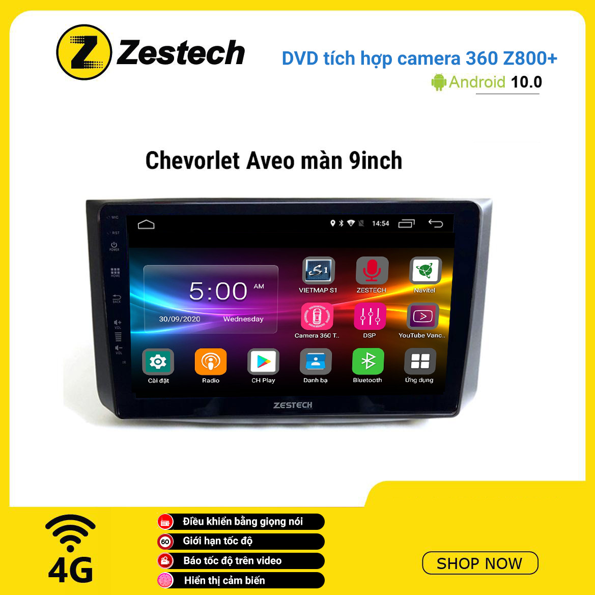 Màn hình DVD Zestech tích hợp Cam 360 Z800+ Chevrolet Aveo