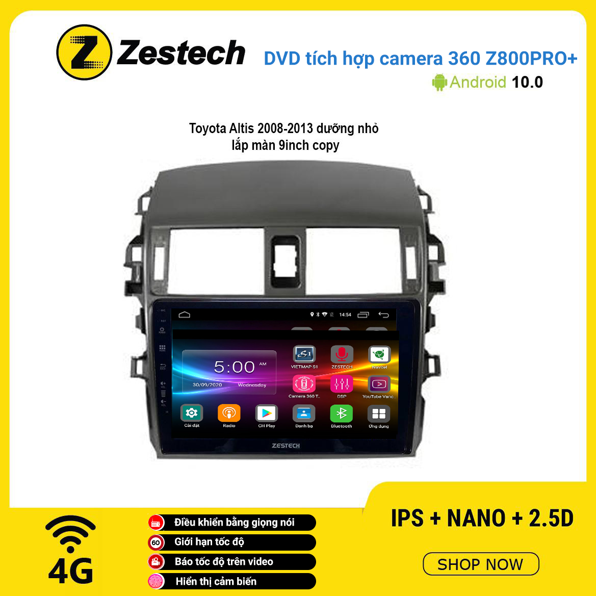 ZESTECH Z800 PRO+ CAMERA 360 ALTIS 2008-2013