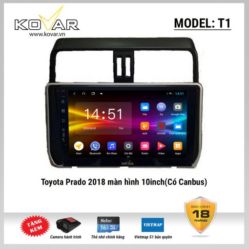 Màn hình DVD Android KOVAR T1 – Toyota Prado 2018