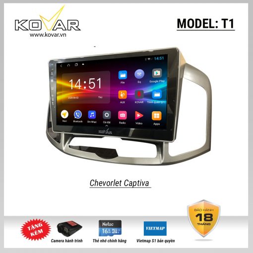 Màn hình DVD Android KOVAR T1 – Chevrolet Captiva bản LTZ 2012 – 2018