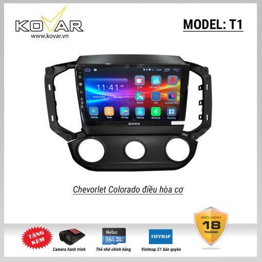 Màn hình DVD Android KOVAR T1 – Chevrolet Colorado điều hòa cơ