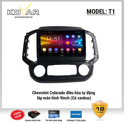Màn hình DVD Android KOVAR T1 – Chevrolet Colorado điều hòa tự động