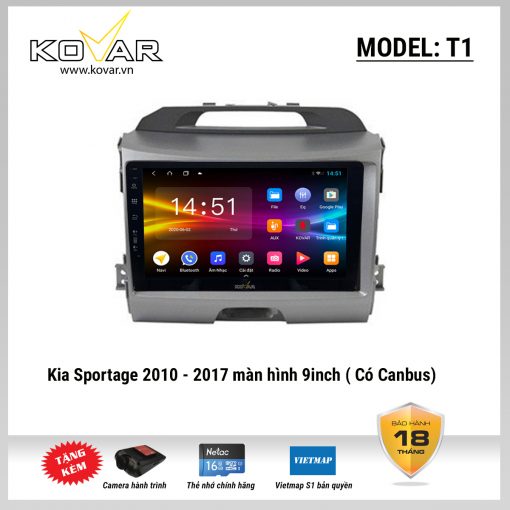 Màn hình DVD Android KOVAR T1 – KIA Sportage 2010 – 2017