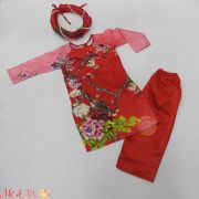Áo dài tết gấm kèm mấn cho bé gái ( size nhỏ)