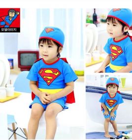 Đồ bơi Superman liền thân kèm nón, áo choàng cho bé trai