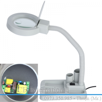 Kính lúp để bàn, thân dạng uốn dẻo, thấu kính phổ thông LT-86D 10X LED