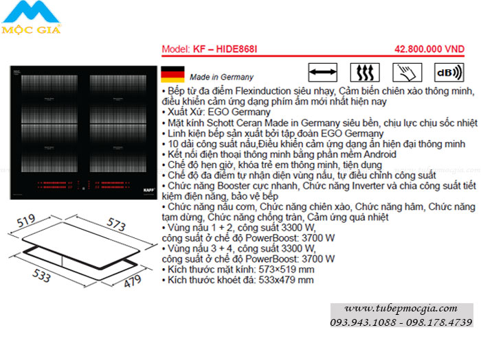 Thiết bị nhà bếp KAFF - Bếp điện từ KAFF KF-HIDE868I mang đẳng cấp riêng từ Germany