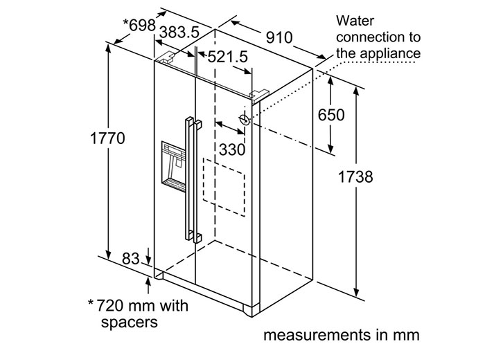 Thông số kỹ thuật Tủ Lạnh Bosch Side By Side HMH.KAI90VI20G