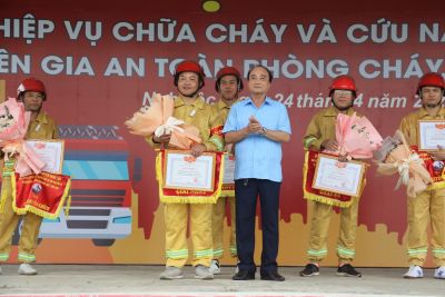 Nghệ An: Sôi nổi Hội thi nghiệp vụ của "Tổ liên gia an toàn phòng cháy, chữa cháy" huyện Nghi Lộc