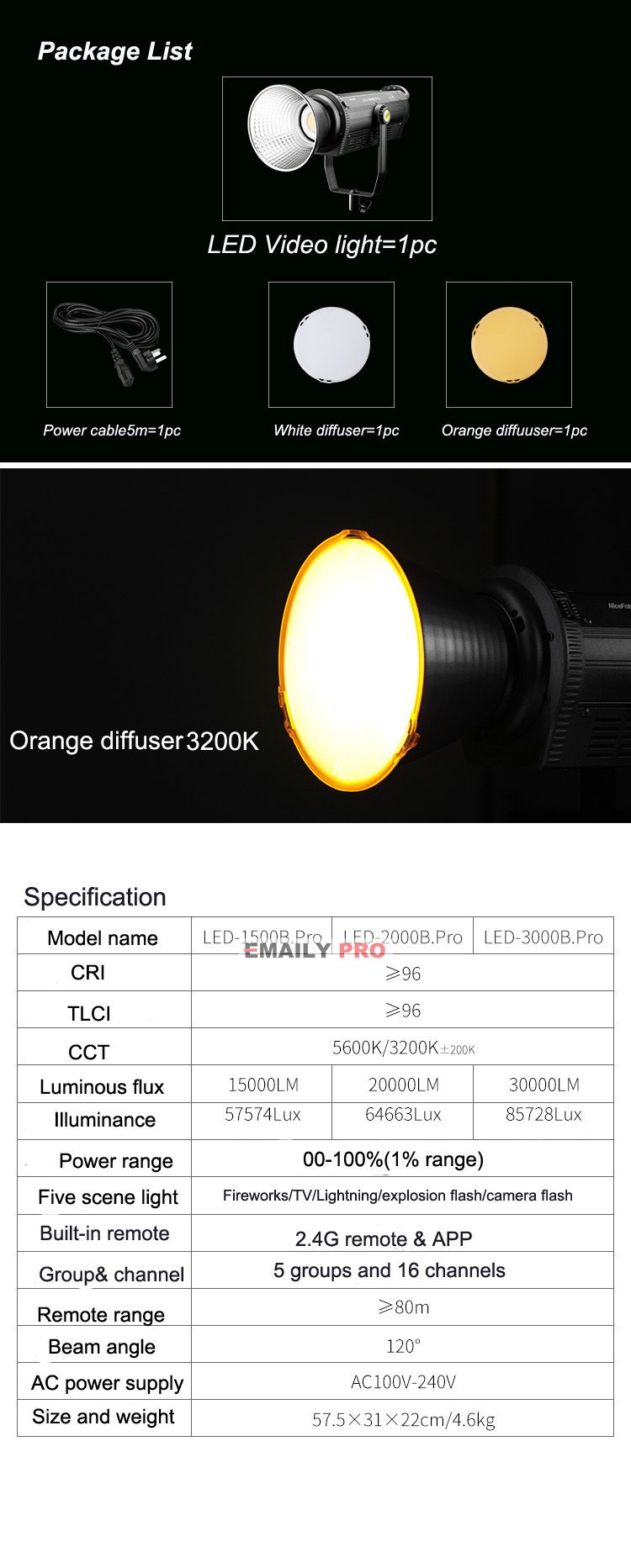  Đèn NiceFoto LED-1500B Pro Video Light