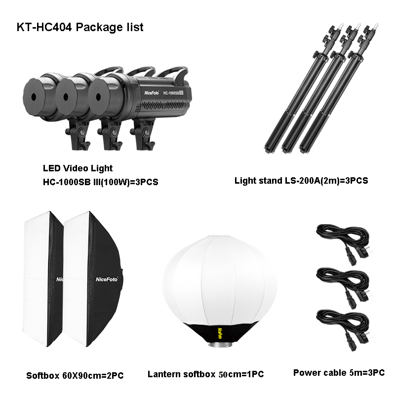 Bộ đèn LED VIDEO LIHGT 300W NICEFOTO KT-HC404 : 