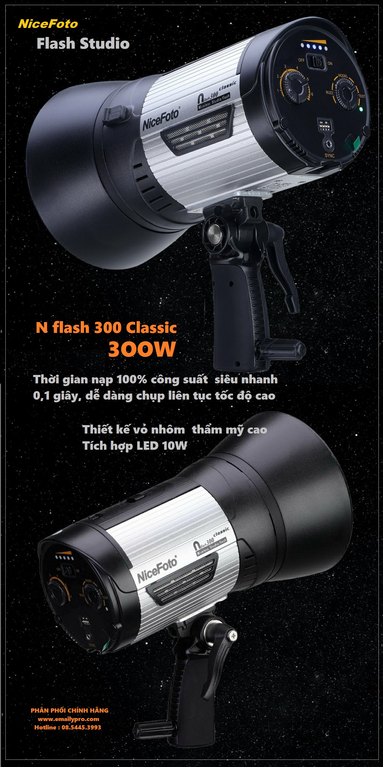 NiceFoto Nflash 300ws Đèn flash Studio chiếu sáng thiết bị chụp ảnh cho ngoài trời