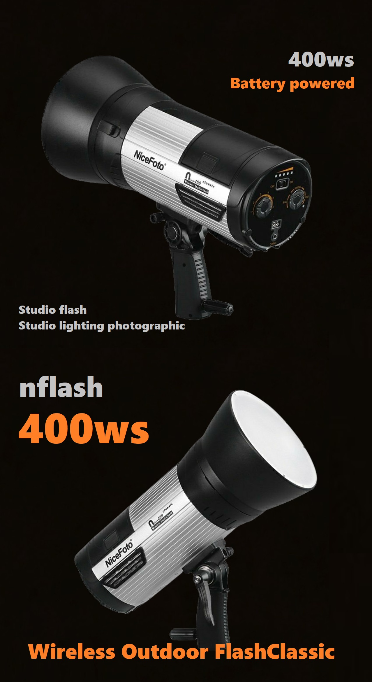 NiceFoto Nflash 300ws Đèn flash Studio thiết bị chụp ảnh cho ngoài trời