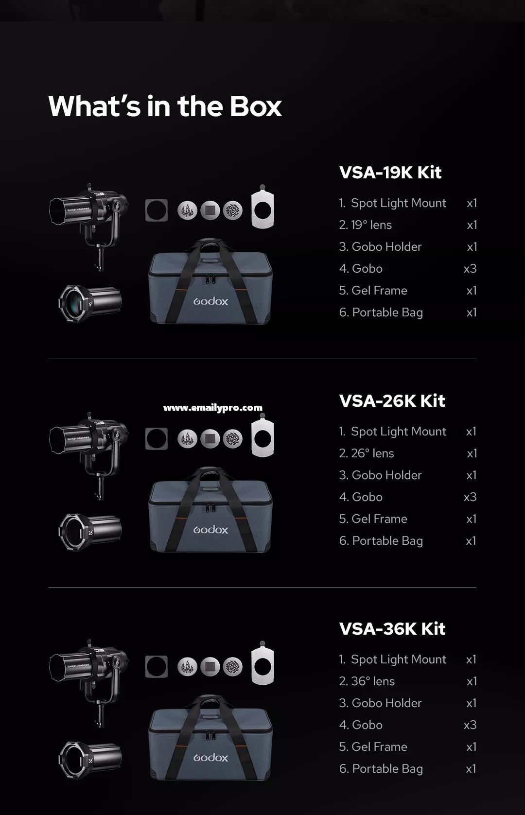 Godox Spotlight VSA-19K/26K/36K 