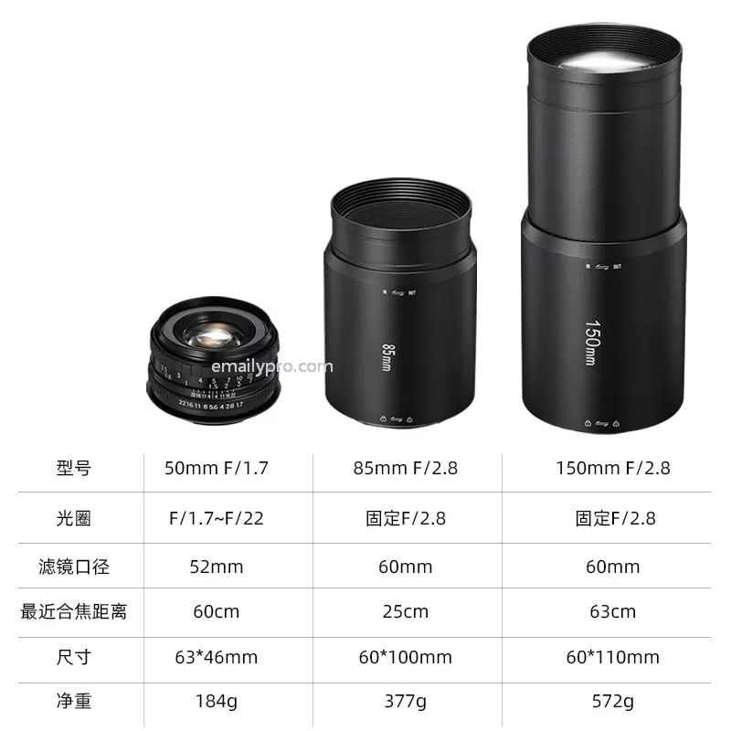 Lens 5mm-85mm-105mm for OT1