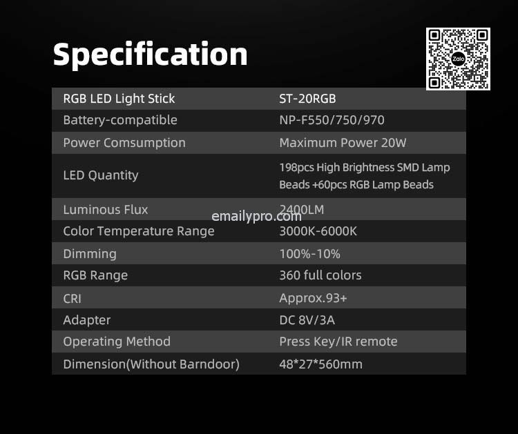 Tolifo ST-20RGB Stick Light LED RGB 