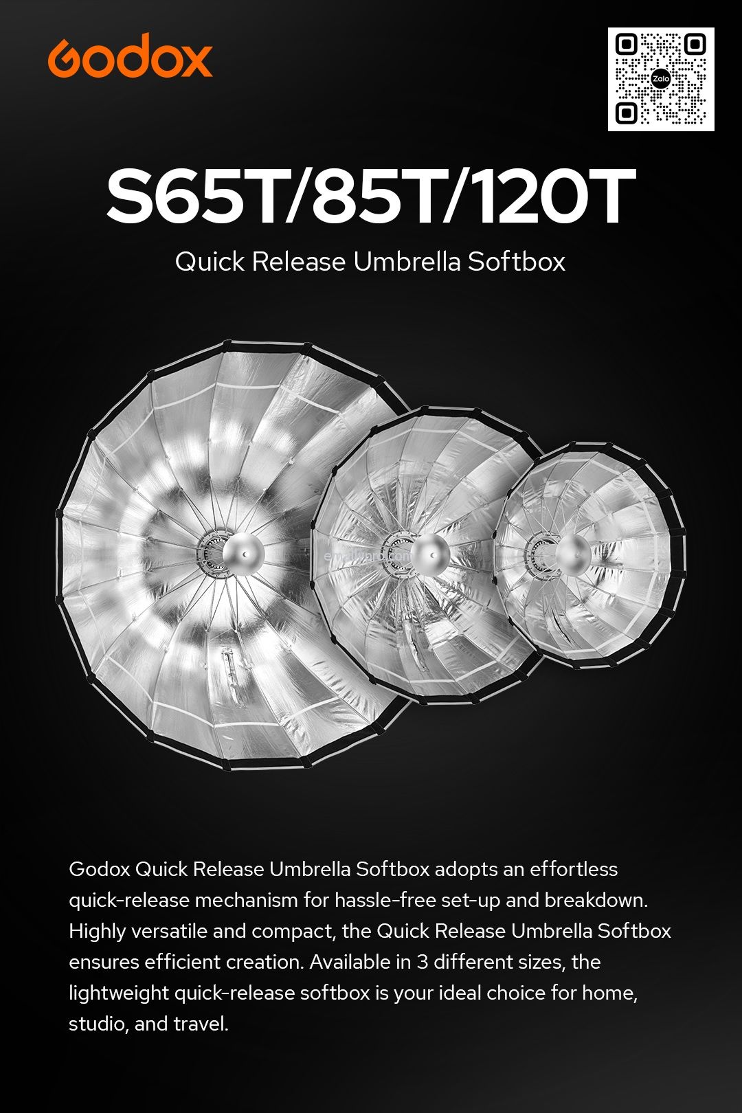 Quick Release Umbrella Softbox S65T/85T/120T