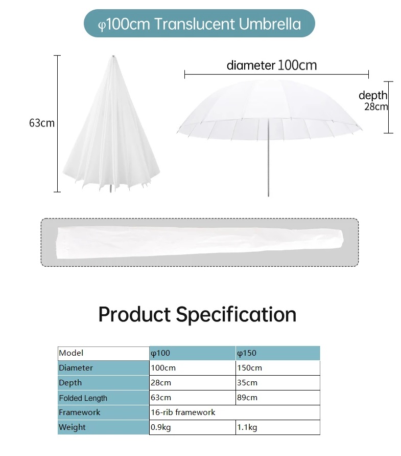 Dù xuyên Translucent Soft Umbrella 100/150cm 