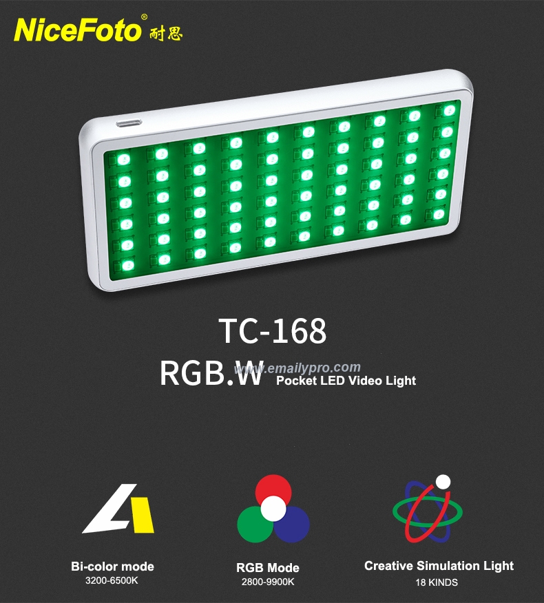 Đèn video LED RGB NiceFoto TC-168 12W