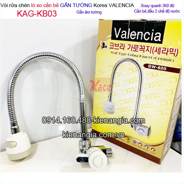 Vòi rửa chén lạnh âm tường lò xo Valencia KAG-KB03