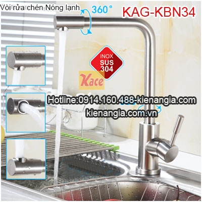 Vòi bếp nóng lạnh inox 304 KAG-KBN34