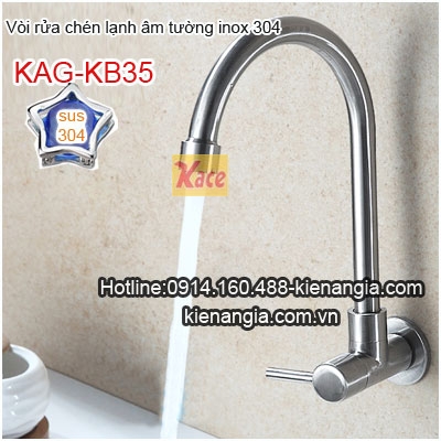 Vòi rửa chén lạnh âm tường Inox 304 KAG-KB35